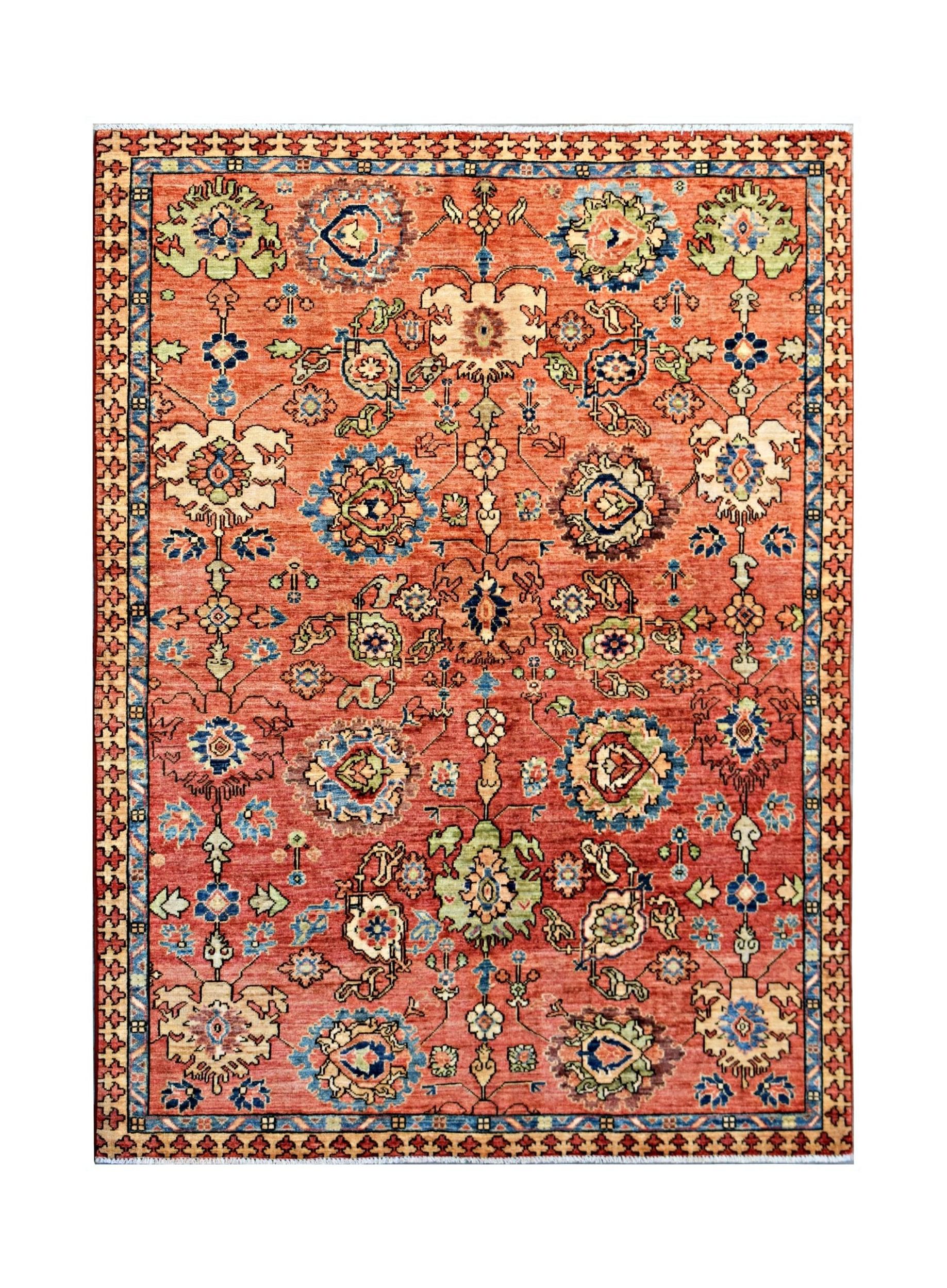 Handmade Traditional Afghan Chobi Rug | 216 x 155 cm | 7'1" x 5'1" - Najaf Rugs & Textile