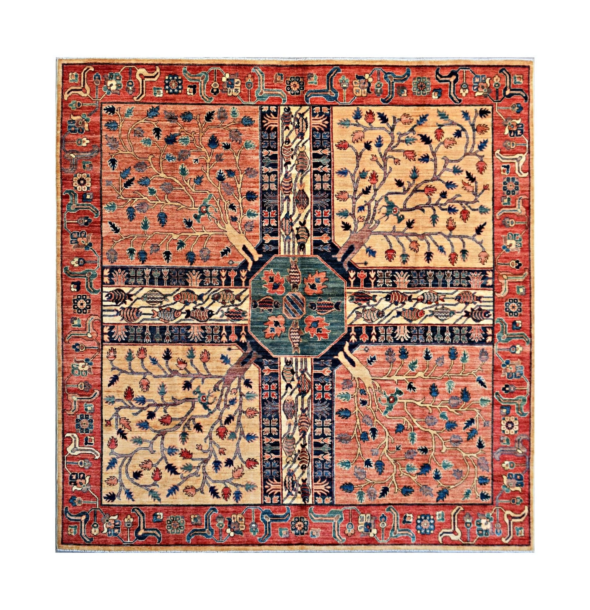 Handmade Traditional Afghan Chobi Rug | 246 x 247 cm | 8'1" x 8'2" - Najaf Rugs & Textile
