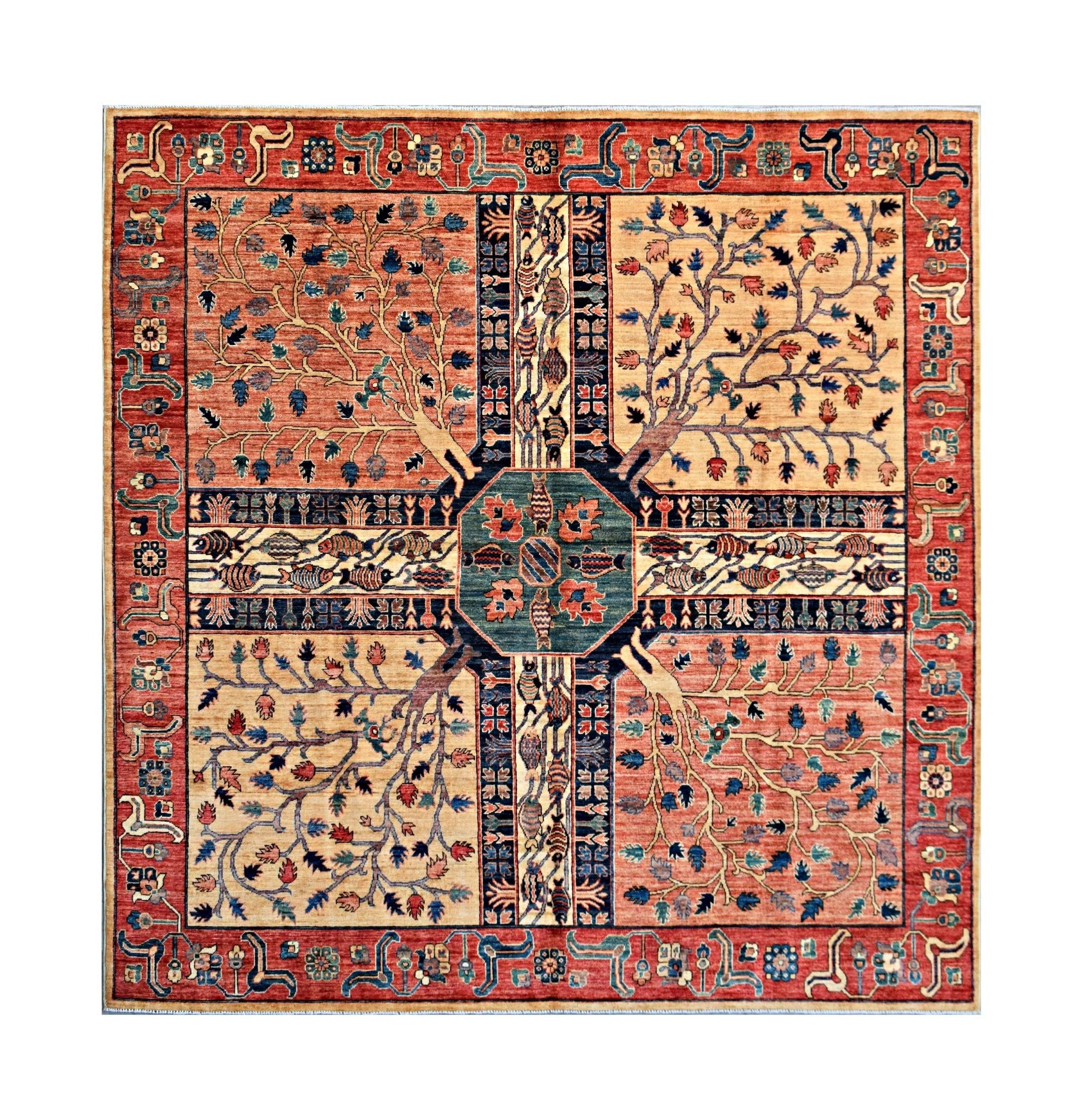 Handmade Traditional Afghan Chobi Rug | 246 x 247 cm | 8'1" x 8'2" - Najaf Rugs & Textile