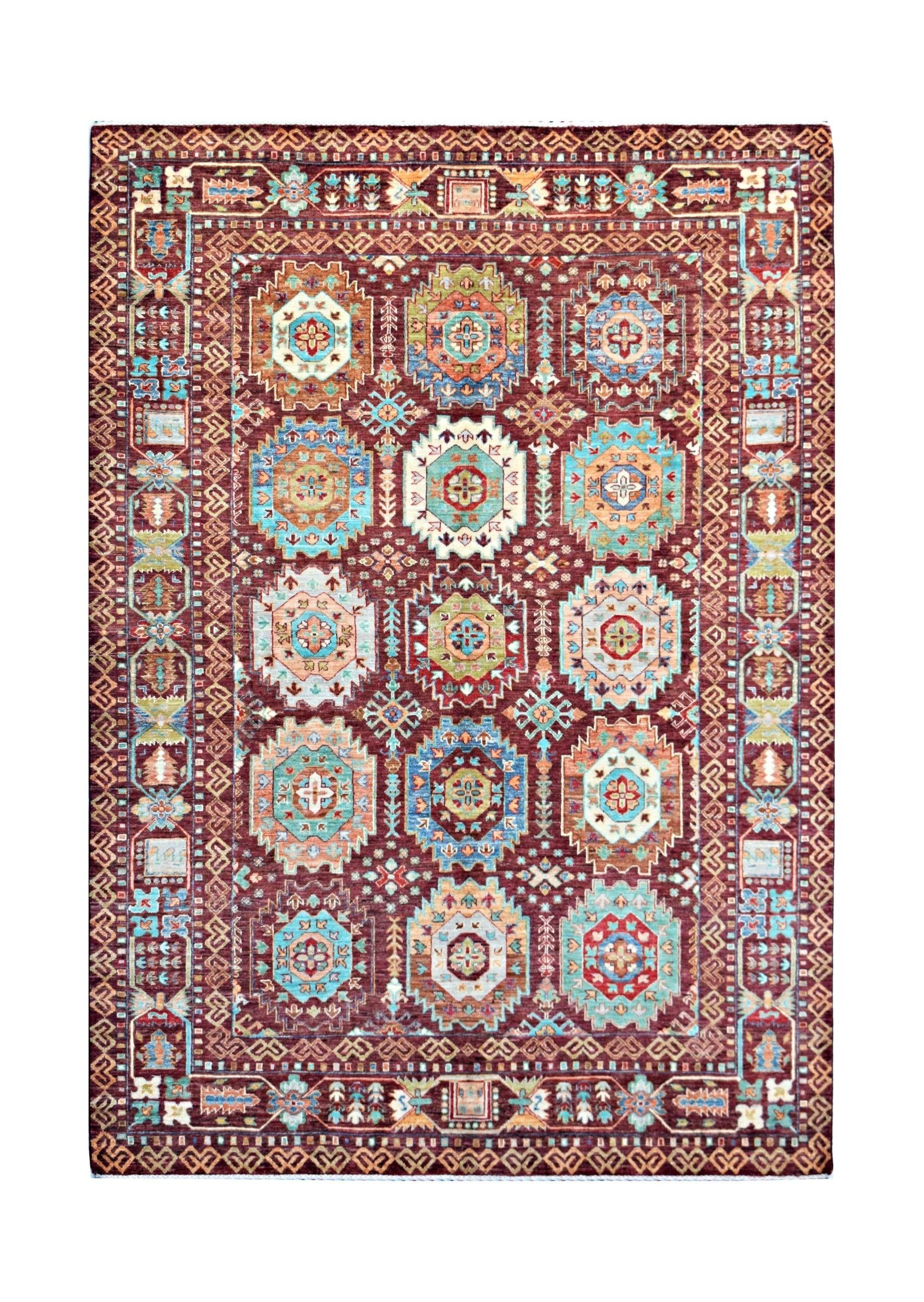 Handmade Traditional Afghan Chobi Rug | 247 x 174 cm | 8'1" x 5'9" - Najaf Rugs & Textile