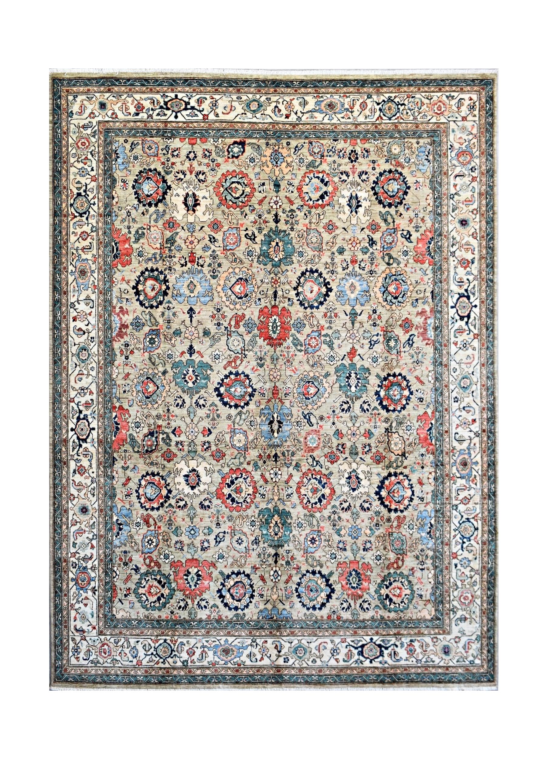 Handmade Traditional Afghan Chobi Rug | 358 x 275 cm | 11'9" x 9' - Najaf Rugs & Textile