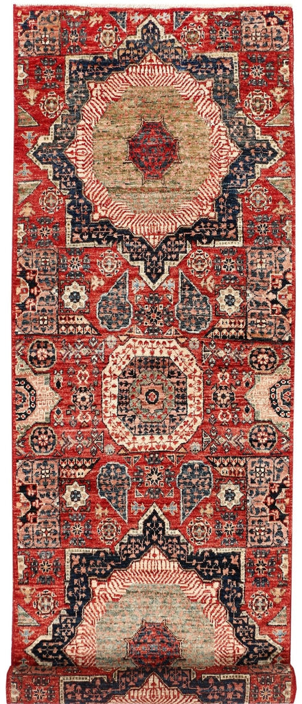 Handmade Traditional Afghan Mamluk Hallway Runner | 252 x 75 cm | 8'2" x 2'4" - Najaf Rugs & Textile