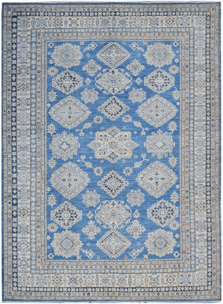 Handmade Traditional Afghan Super Kazakh Rug | 344 x 263 cm | 11'4" x 8'8" - Najaf Rugs & Textile