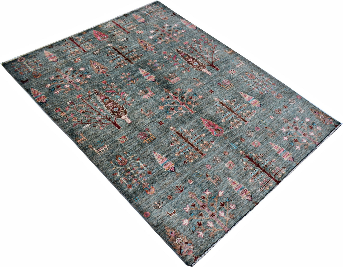 Handmade Traditional Afghan Tree of Life Rug | 207 x 152 cm | 6'10" x 5' - Najaf Rugs & Textile