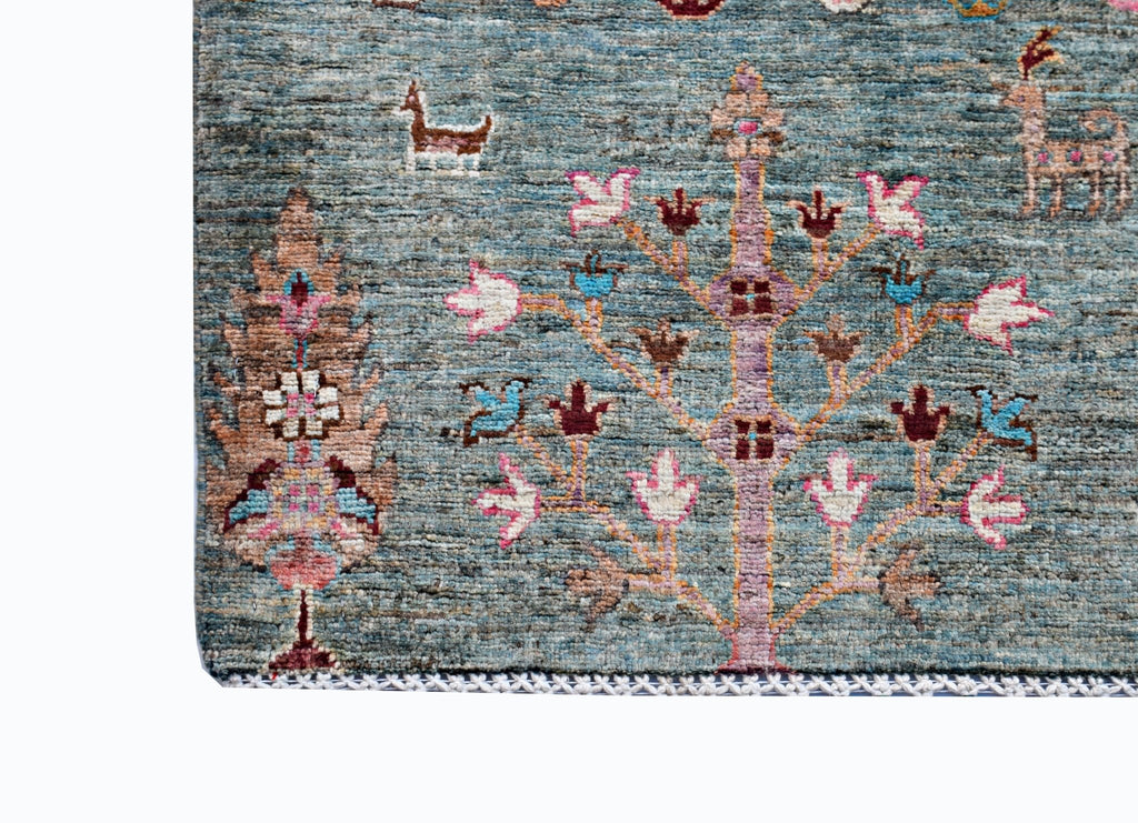Handmade Traditional Afghan Tree of Life Rug | 207 x 152 cm | 6'10" x 5' - Najaf Rugs & Textile