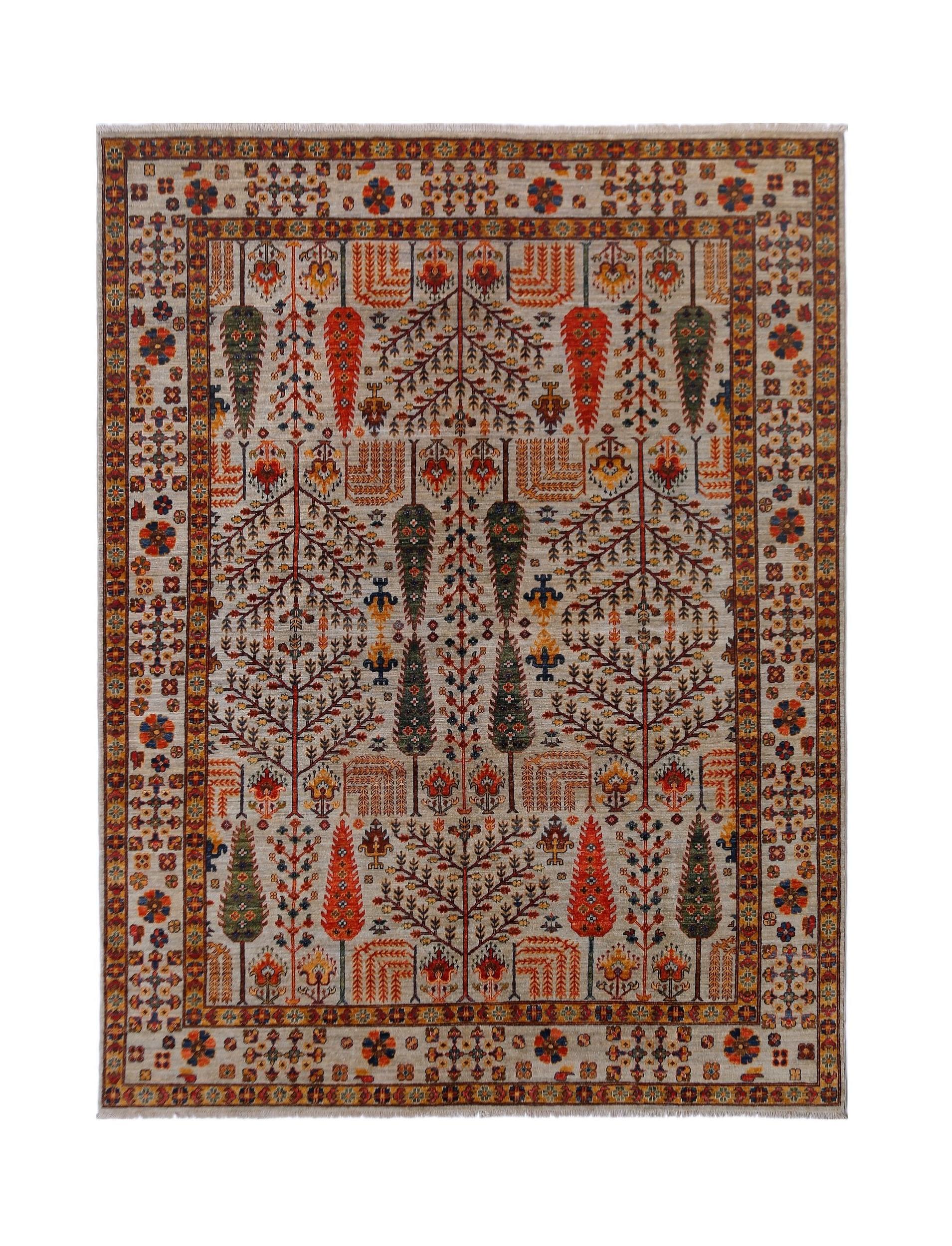 Handmade Traditional Afghan Tree Of Life Rug | 309 x 248 cm | 10'2" x 8'2" - Najaf Rugs & Textile
