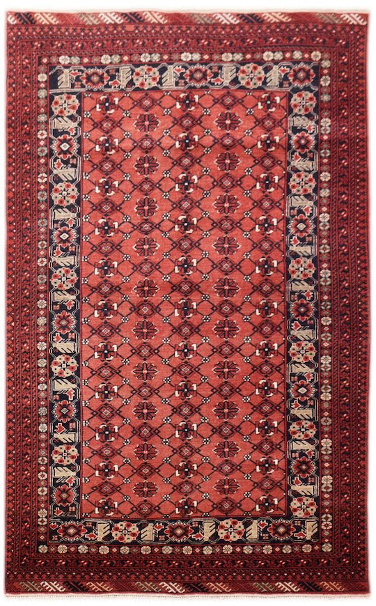 Handmade Traditional Afghan Turkmen Rug | 239 x 151 cm | 7'10" x 5' - Najaf Rugs & Textile
