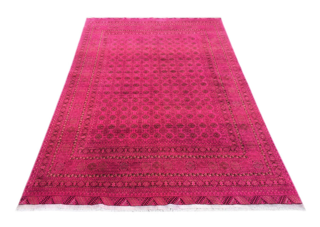 Handmade Traditional Afghan Turkmen Rug | 285 x 191 cm | 9'4" x 6'3" - Najaf Rugs & Textile