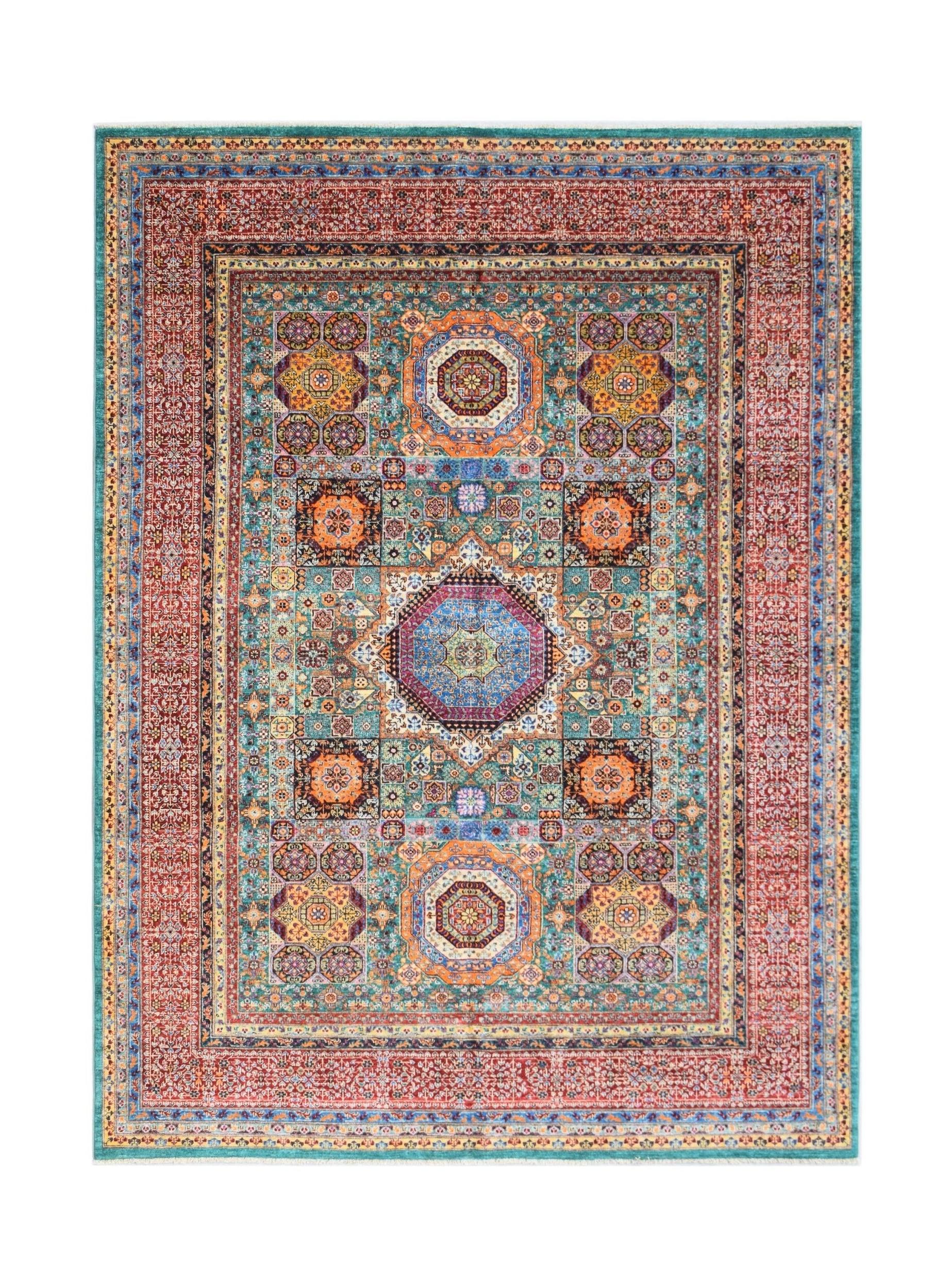 A rectangular Afghan Chobi rug featuring a complex Mamluk medallion design in vibrant colors.