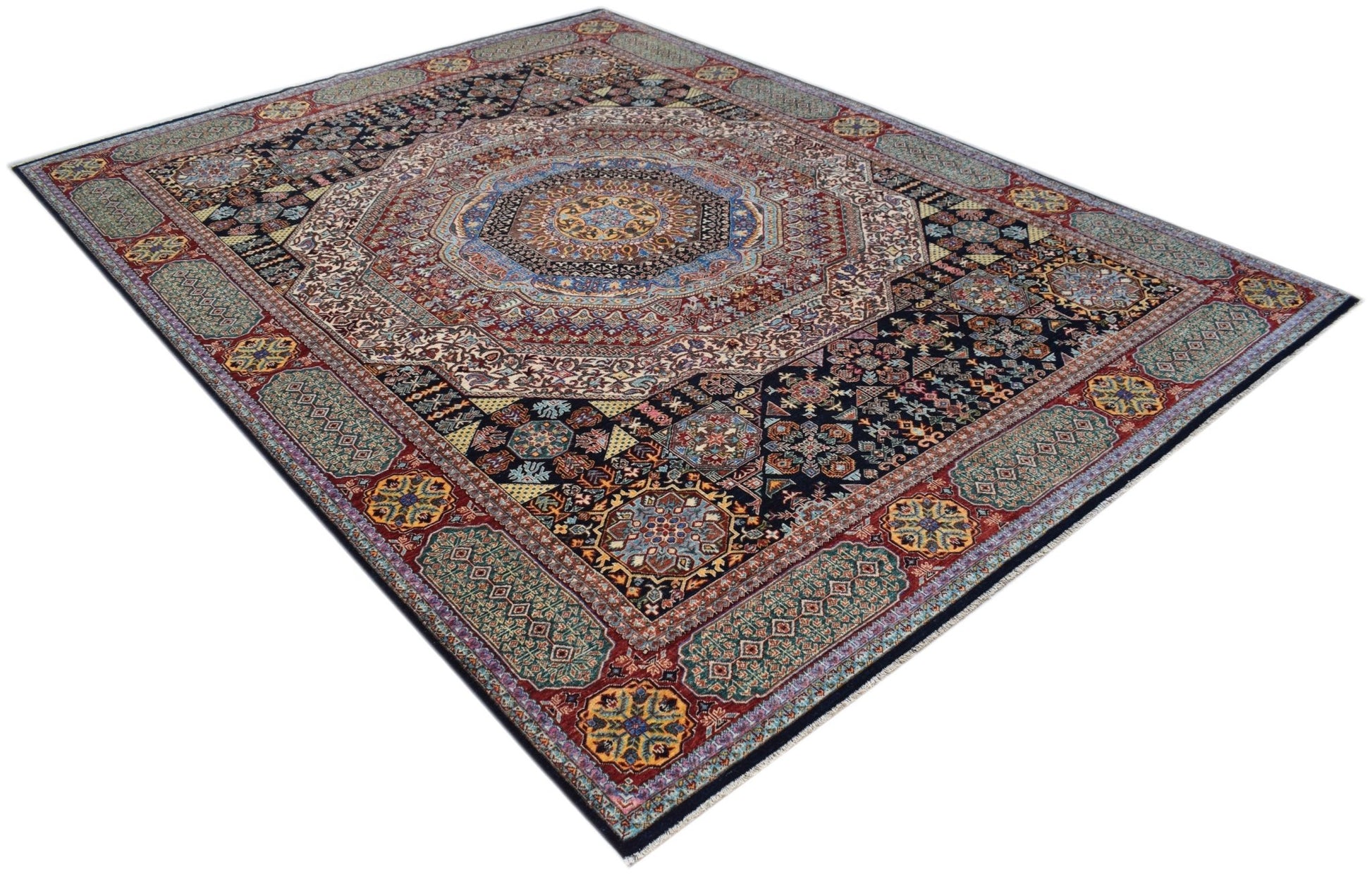 A rectangular Afghan Chobi rug featuring a complex Mamluk medallion design in rich, earthy tones.