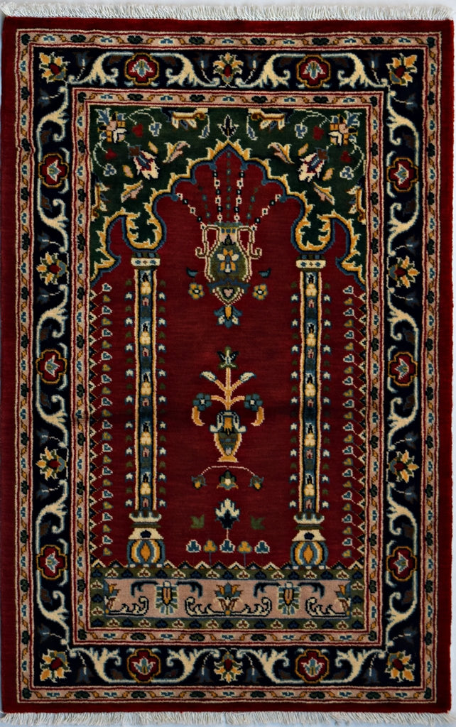 Handmade Traditional Prayer Rug | 121 x 80 cm | 4' x 2'8" - Najaf Rugs & Textile