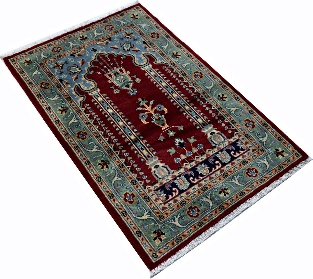 Handmade Traditional Prayer Rug | 122 x 80 cm | 4' x 2'8" - Najaf Rugs & Textile