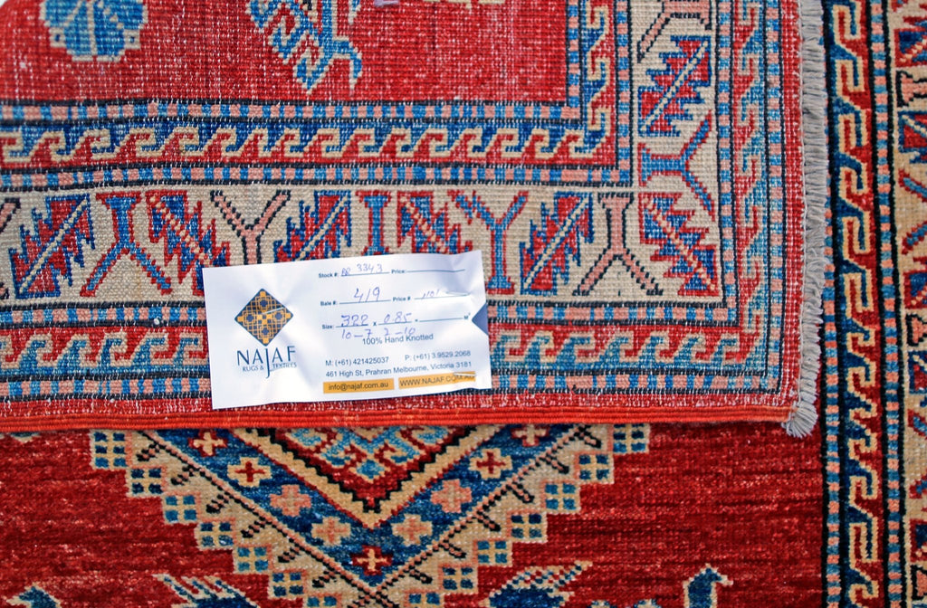 Handmade Traditional Super Kazakh Hallway Runner | 322 x 85 cm | 10'7" x 2'10" - Najaf Rugs & Textile