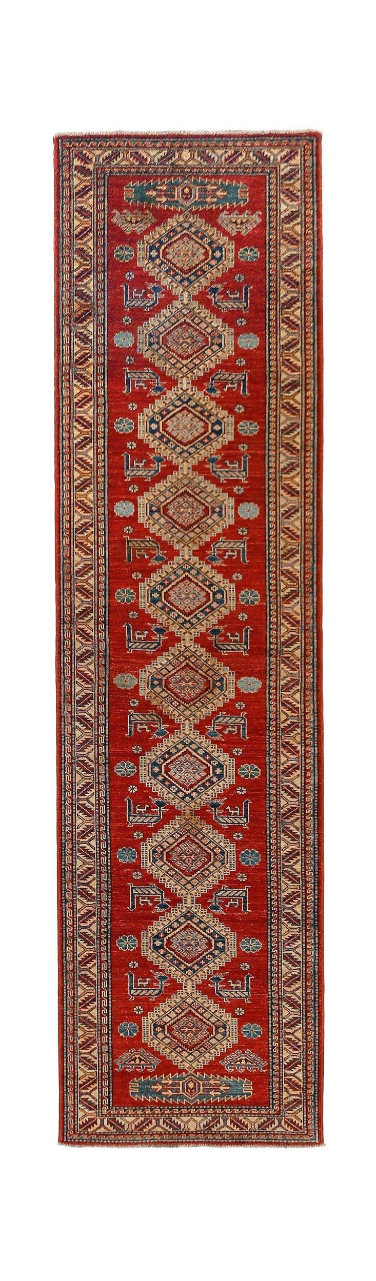 Handmade Traditional Super Kazakh Hallway Runner | 325 x 88 cm | 10'8" x 2'11" - Najaf Rugs & Textile