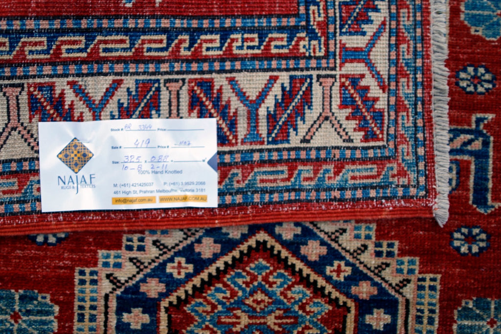 Handmade Traditional Super Kazakh Hallway Runner | 325 x 88 cm | 10'8" x 2'11" - Najaf Rugs & Textile