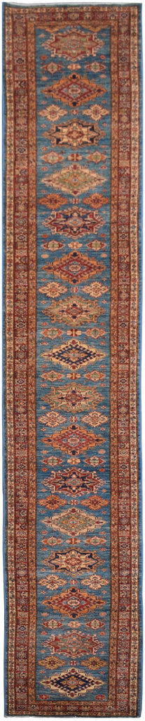 Handmade Traditional Super Kazakh Hallway Runner | 690 x 77 cm | 22'8" x 2'6" - Najaf Rugs & Textile