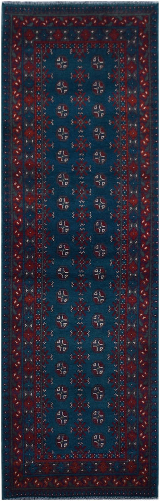 Handmade Traditional Turkmen Mowari Hallway Runner | 288 x 86 cm | 9'6" x 2'10" - Najaf Rugs & Textile
