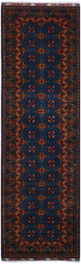 Handmade Traditional Turkmen Mowari Hallway Runner | 306 x 85 cm | 10' x 2'10" - Najaf Rugs & Textile