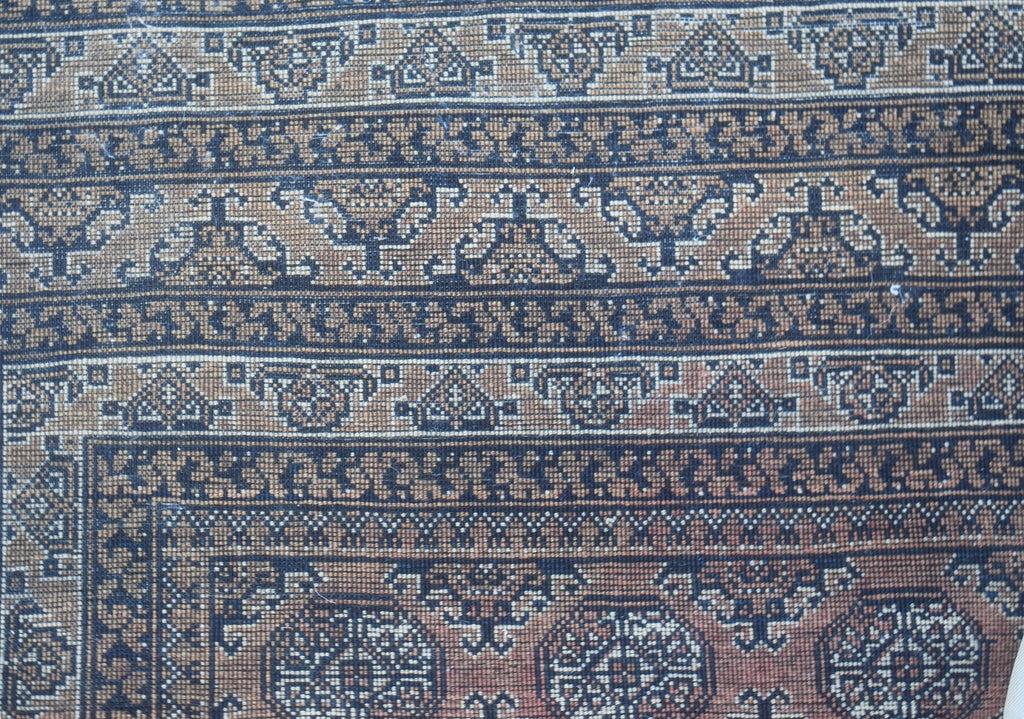 Handmade Traditional Turkmen Mowari Rug | 136 x 97 cm | 4'6"" x 3'3" - Najaf Rugs & Textile
