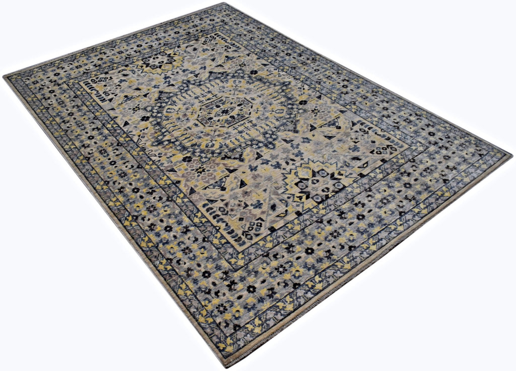 Handmade Transitional Afghan Chobi Mamluk Rug | 239 x 173 cm | 7'10" x 5'8" - Najaf Rugs & Textile