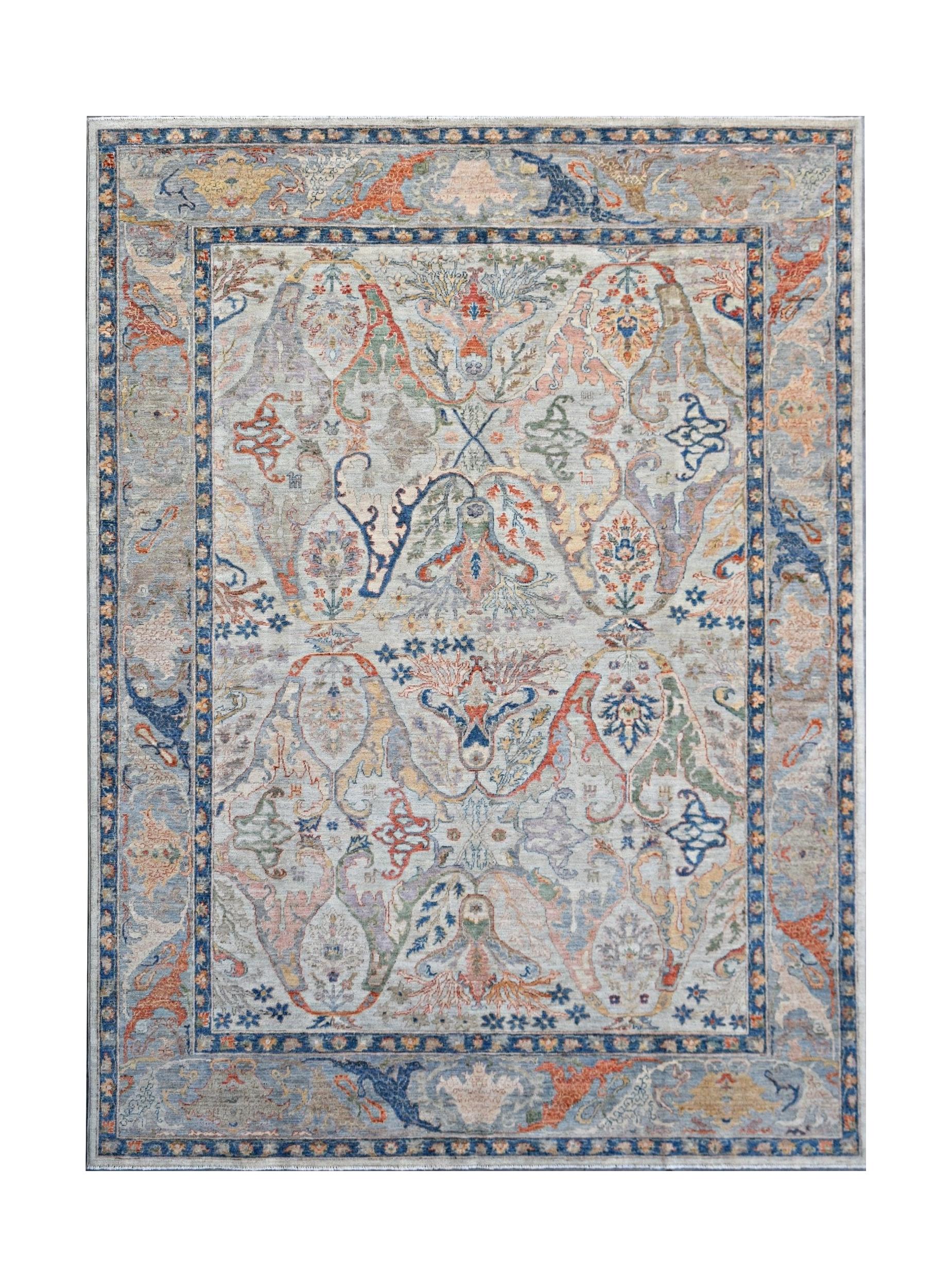Handmade Transitional Afghan Chobi Rug | 301 x 248 cm | 9'10" x 8'1" - Najaf Rugs & Textile