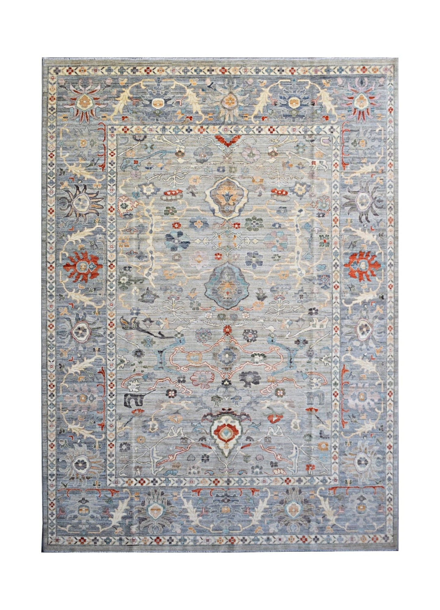 Handmade Transitional Afghan Chobi Rug | 372 x 276 cm | 12'31" x 9'1" - Najaf Rugs & Textile