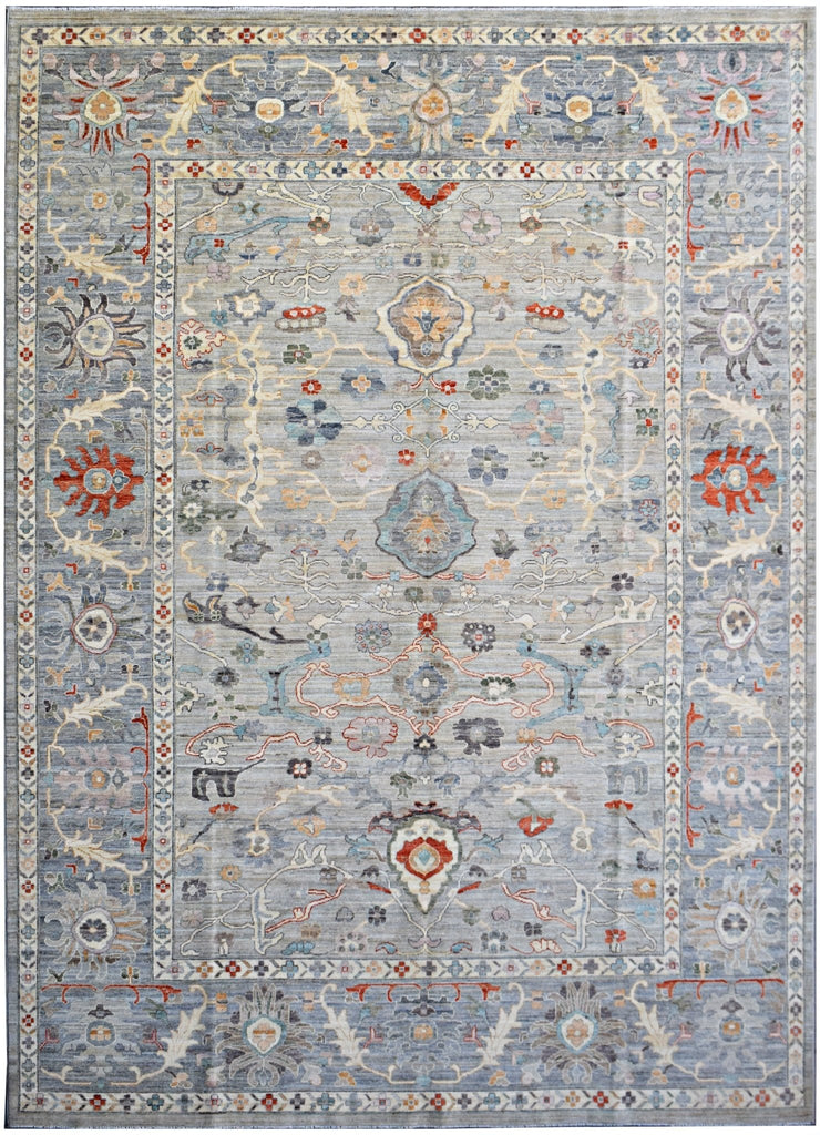 Handmade Transitional Afghan Chobi Rug | 372 x 276 cm | 12'31" x 9'1" - Najaf Rugs & Textile