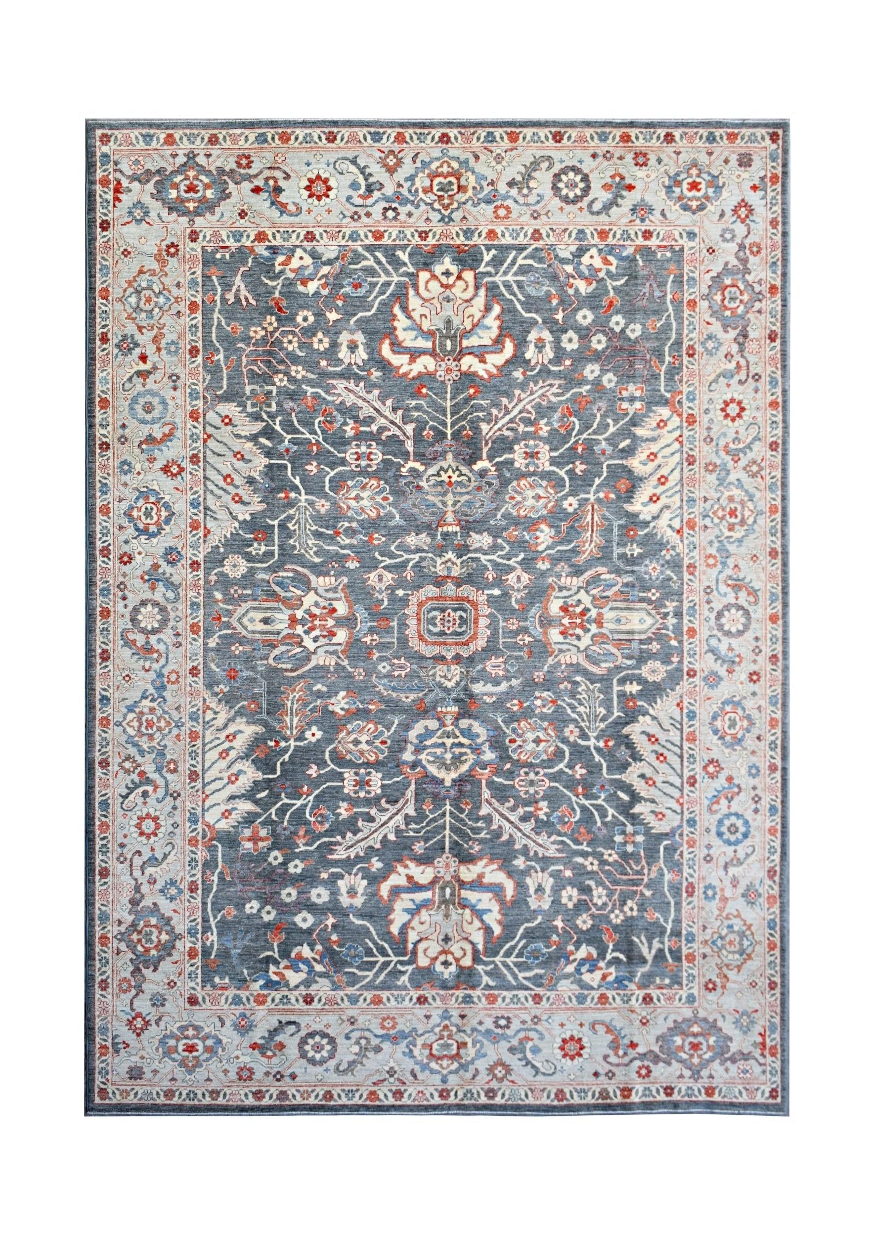 Handmade Transitional Afghan Chobi Rug | 373 x 273 cm | 12'3" x 8'11" - Najaf Rugs & Textile