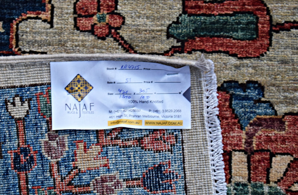 Handmade Transitional Afghan Chobi Rug | 421 x 305 cm | 13'10" x 10' - Najaf Rugs & Textile