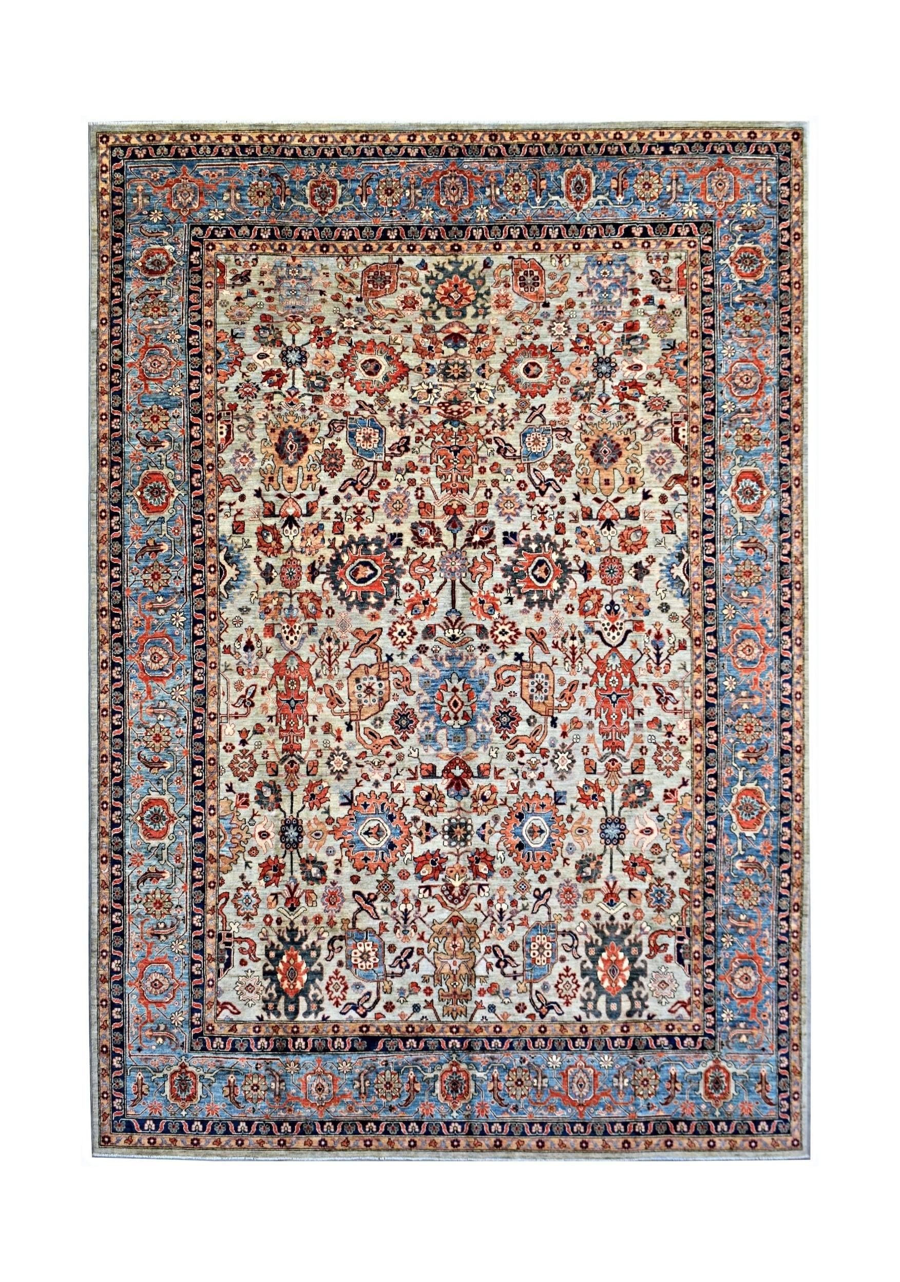 Handmade Transitional Afghan Chobi Rug | 425 x 299 cm | 13'11" x 9'10" - Najaf Rugs & Textile