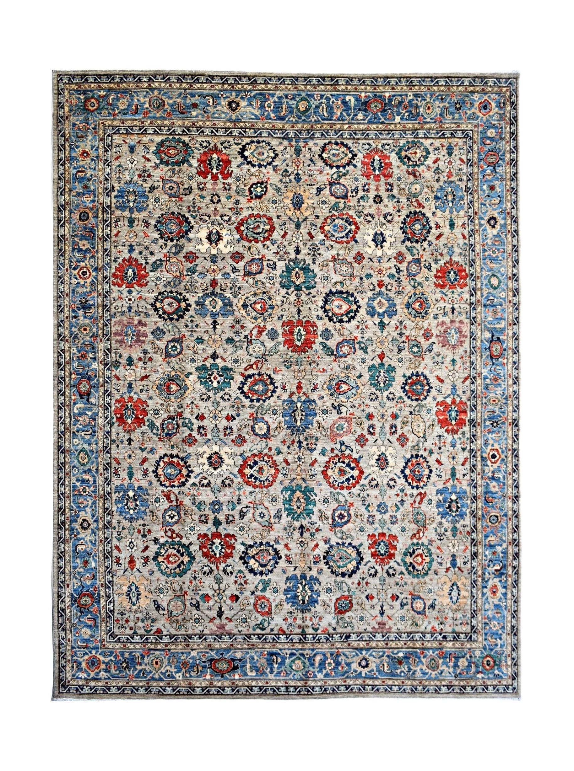 Handmade Transitional Afghan Chobi Rug | 425 x 306 cm | 13'11" x 10' - Najaf Rugs & Textile
