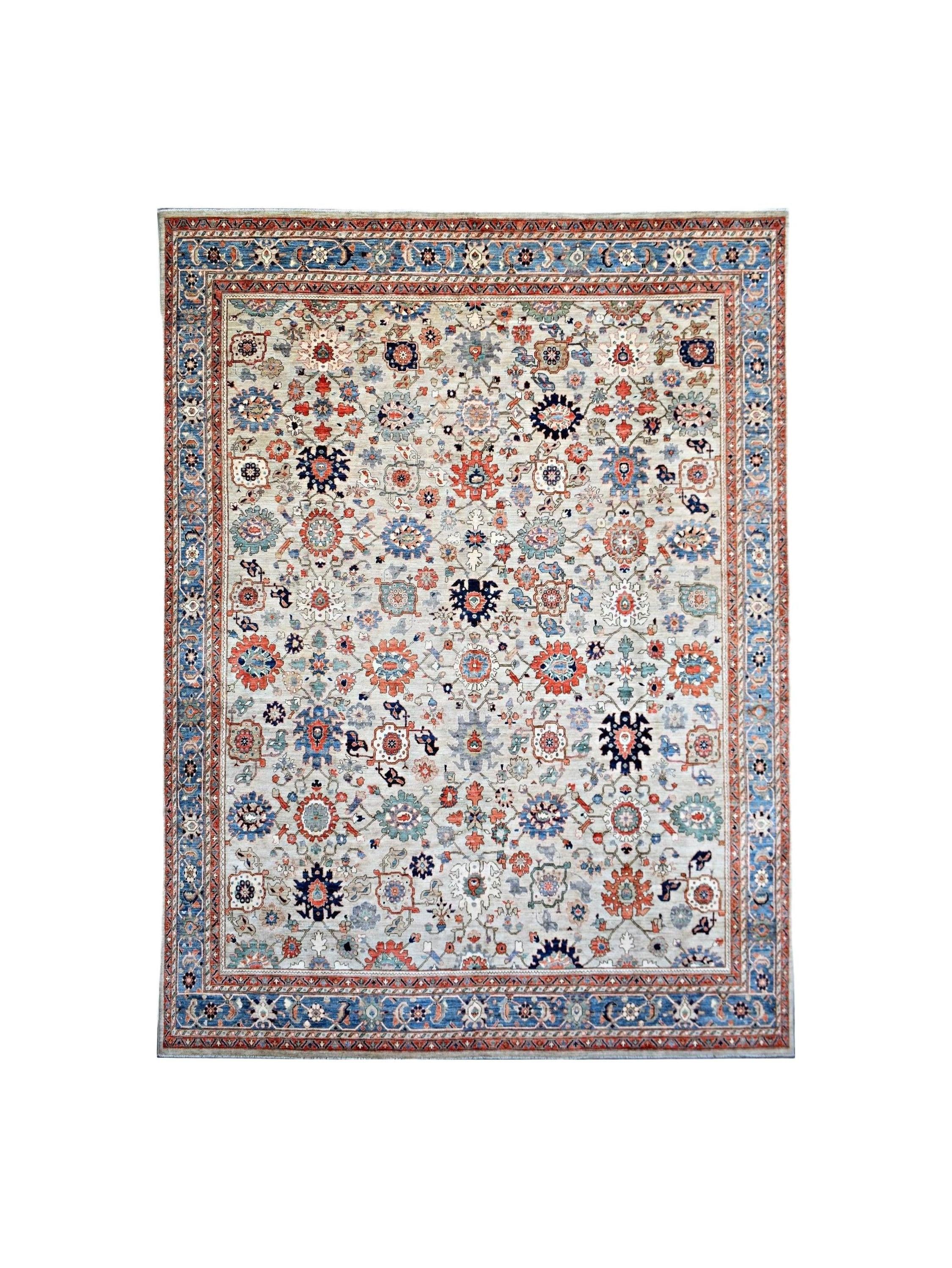 Handmade Transitional Afghan Chobi Rug | 445 x 359 cm | 14'7" x 11'9" - Najaf Rugs & Textile