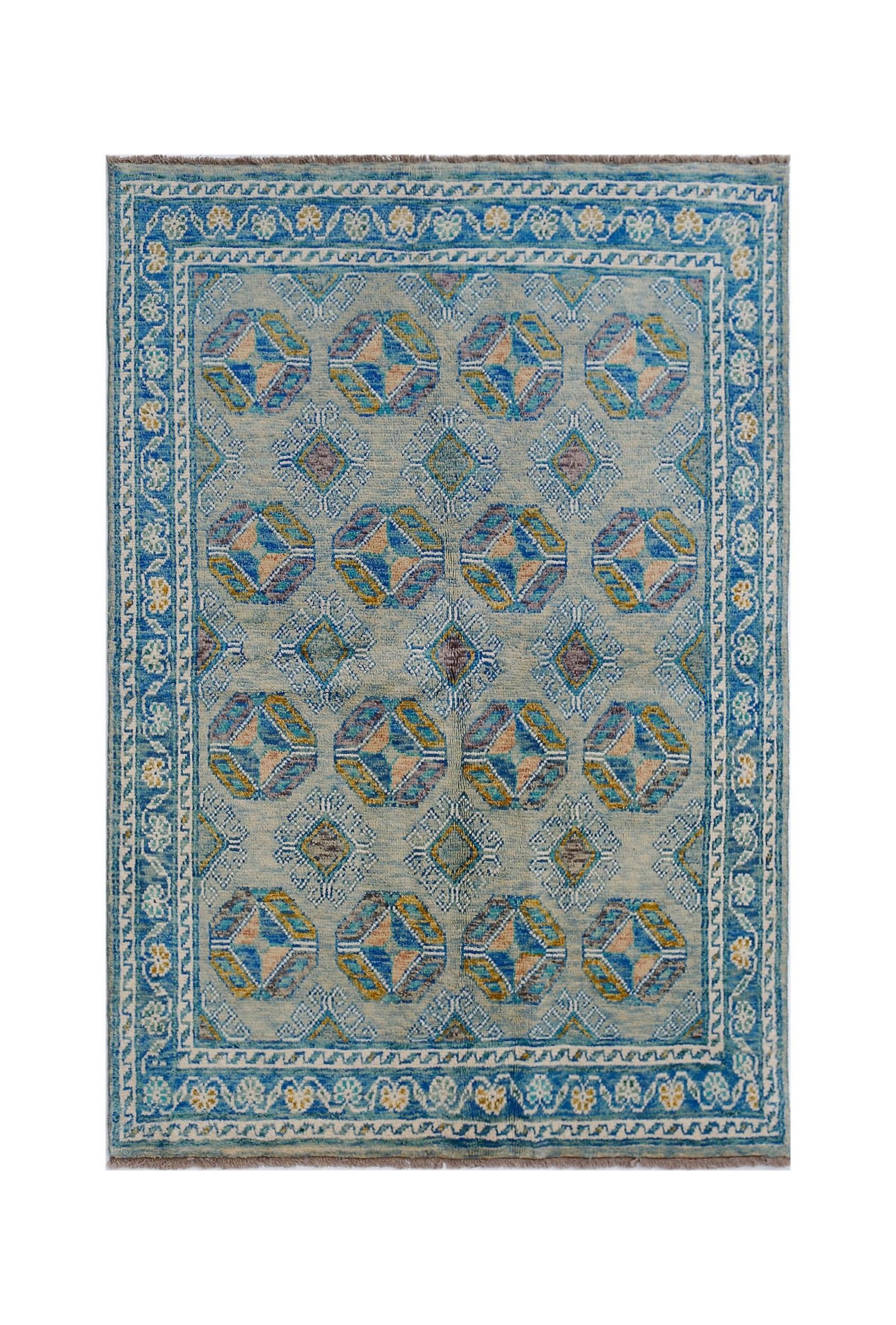 Handmade Transitional Afghan Rug | 184 x 123 cm | 6'1" x 4'1" - Najaf Rugs & Textile