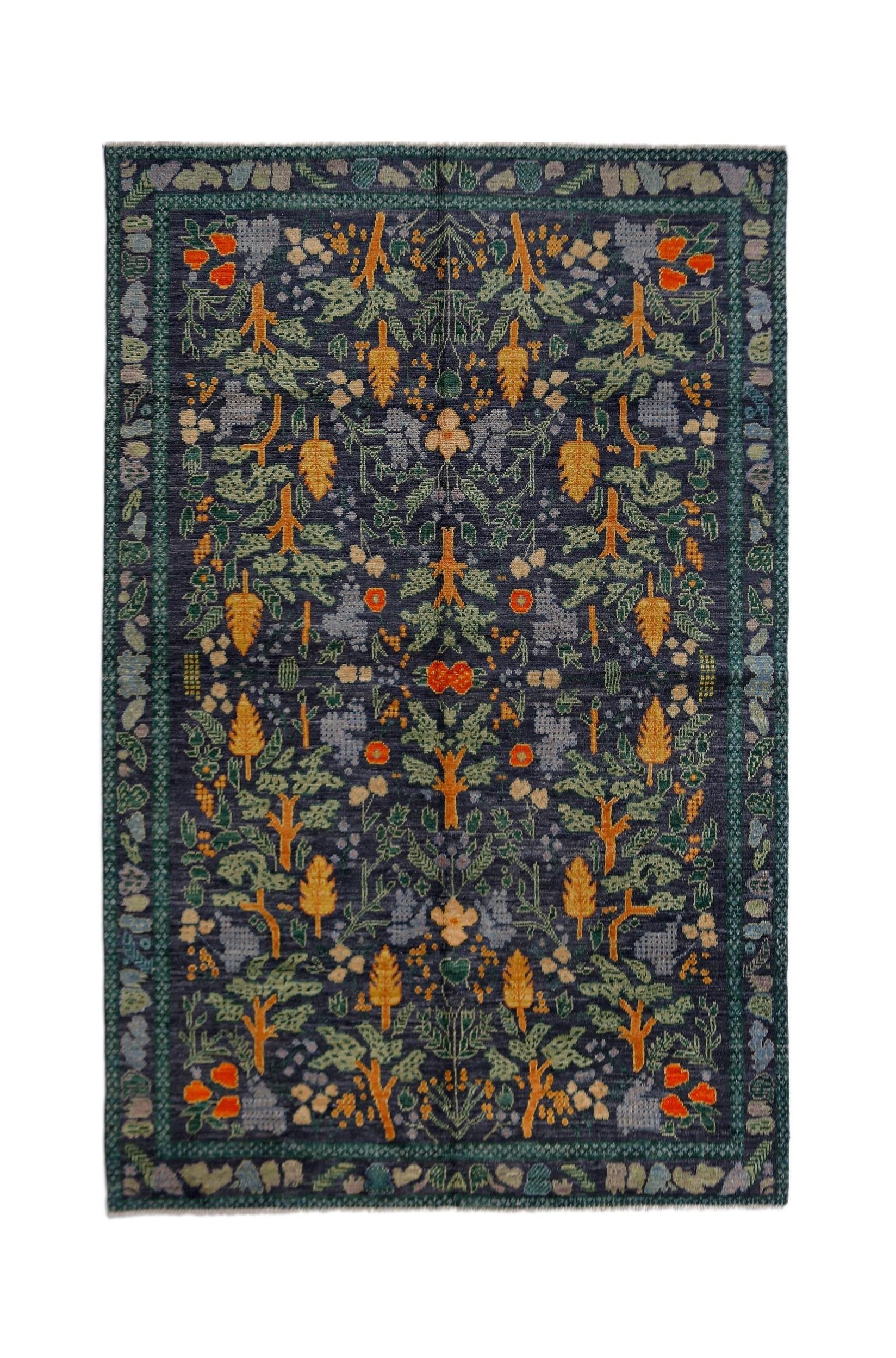 Handmade Transitional Afghan Rug | 297 x 200 cm | 9'9" x 6'7" - Najaf Rugs & Textile