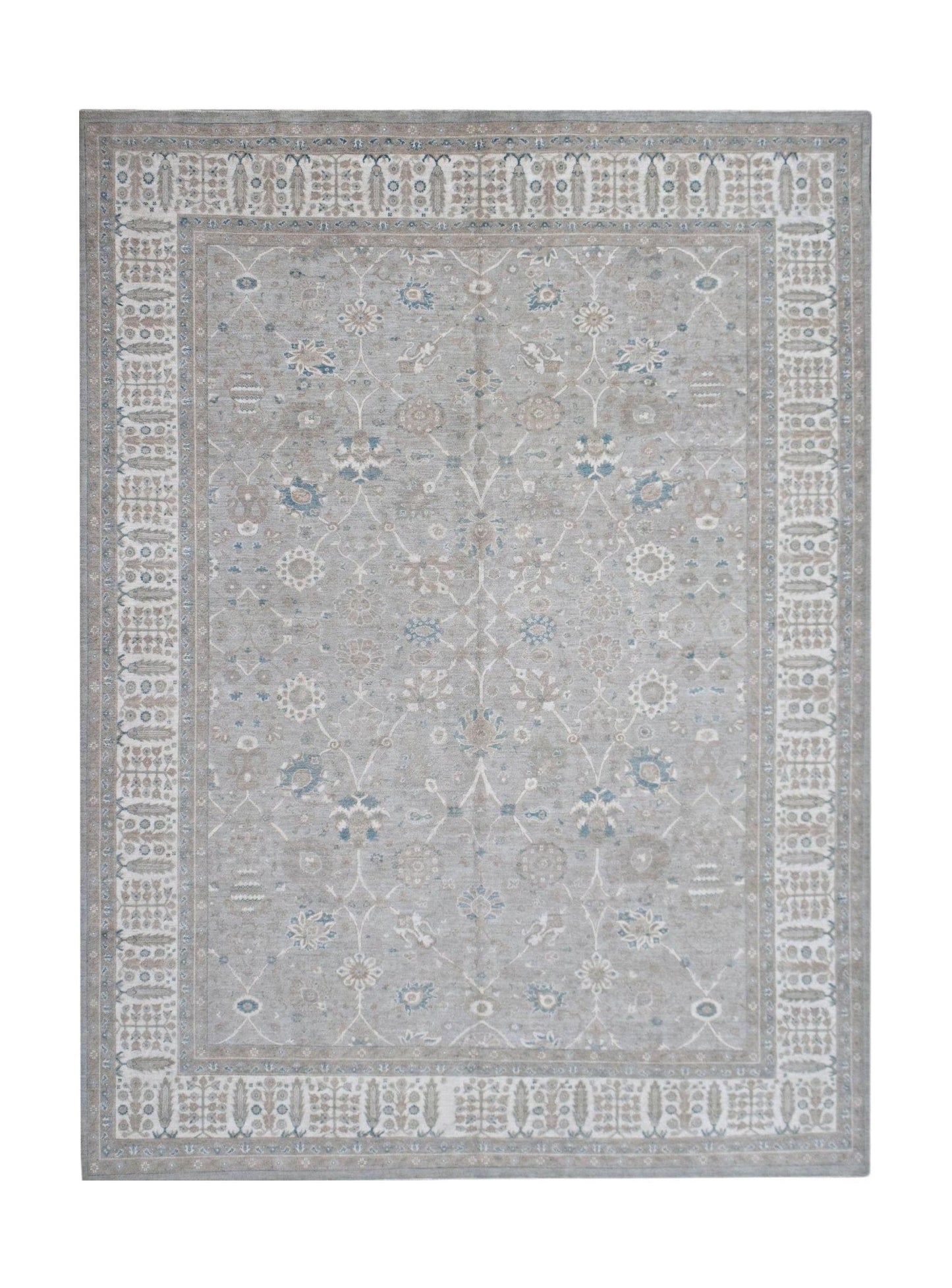 Handmade Transitional Chobi Rug | 408 x 298 cm | 13'5" x 9'9" - Najaf Rugs & Textile