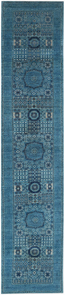 Handmade Transitional Mamluk Hallway Runner | 402 x 82 cm | 13'3" x 2'9" - Najaf Rugs & Textile