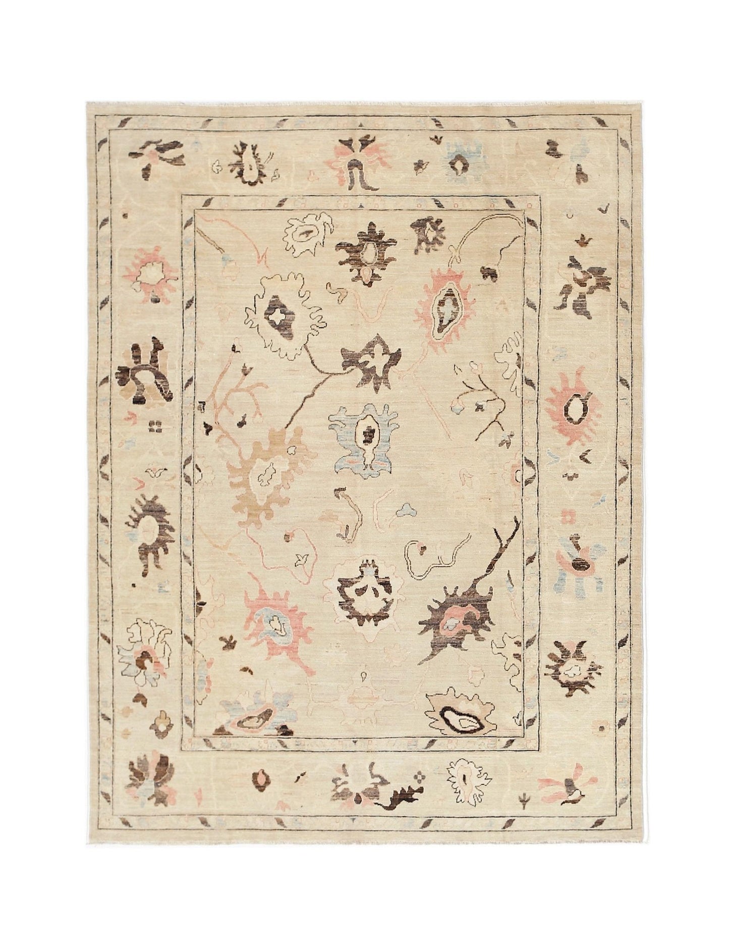 Handmade Transitional Oushak Rug | 357 x 270 cm | 11'9" x 8'11" - Najaf Rugs & Textile
