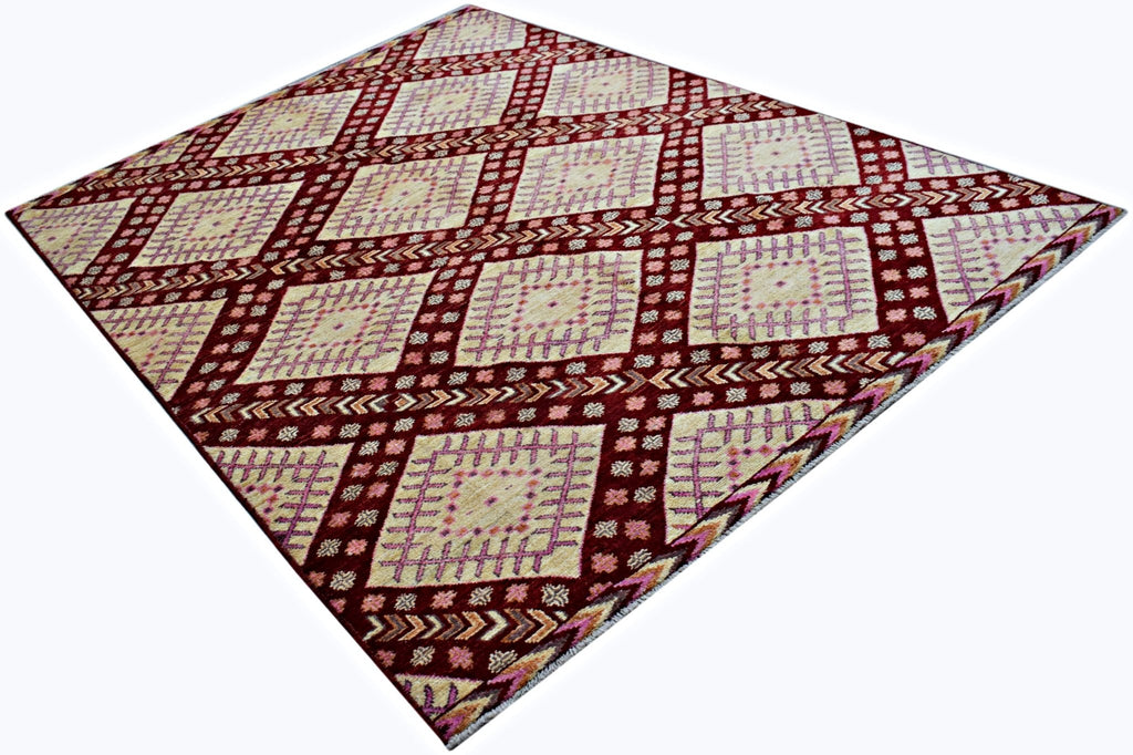 Handmade Transitional Tribal Afghan Rug | 283 x 204 cm | 9'3" x 6'7" - Najaf Rugs & Textile
