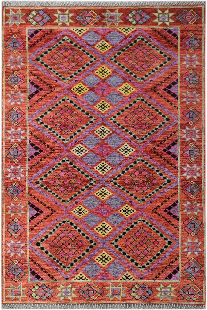 Handmade Transitional Tribal Afghan Rug | 307 x 201 cm | 10'1" x 6'7" - Najaf Rugs & Textile