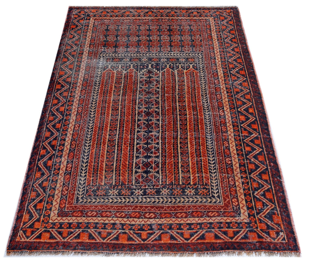 Handmade Tribal Afghan Balouch Prayer Rug | 126 x 85 cm | 4'2" x 2'9" - Najaf Rugs & Textile