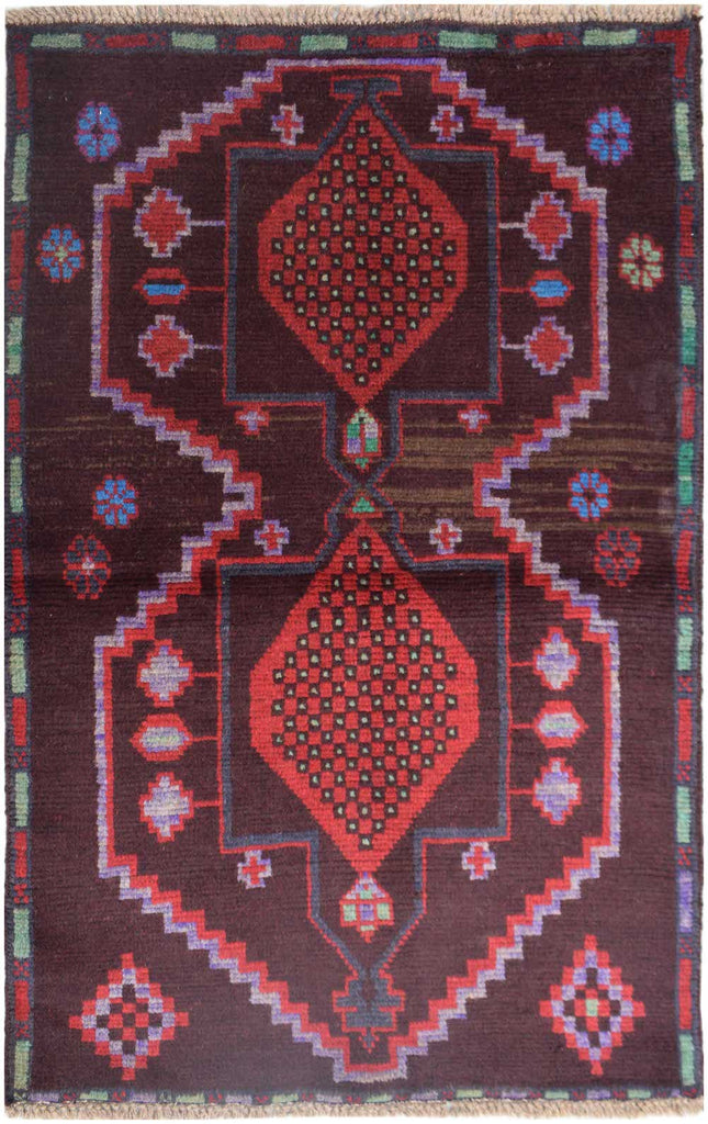 Handmade Tribal Afghan Balouch Rug | 117 x 77 cm | 3'10" x 2'7" - Najaf Rugs & Textile