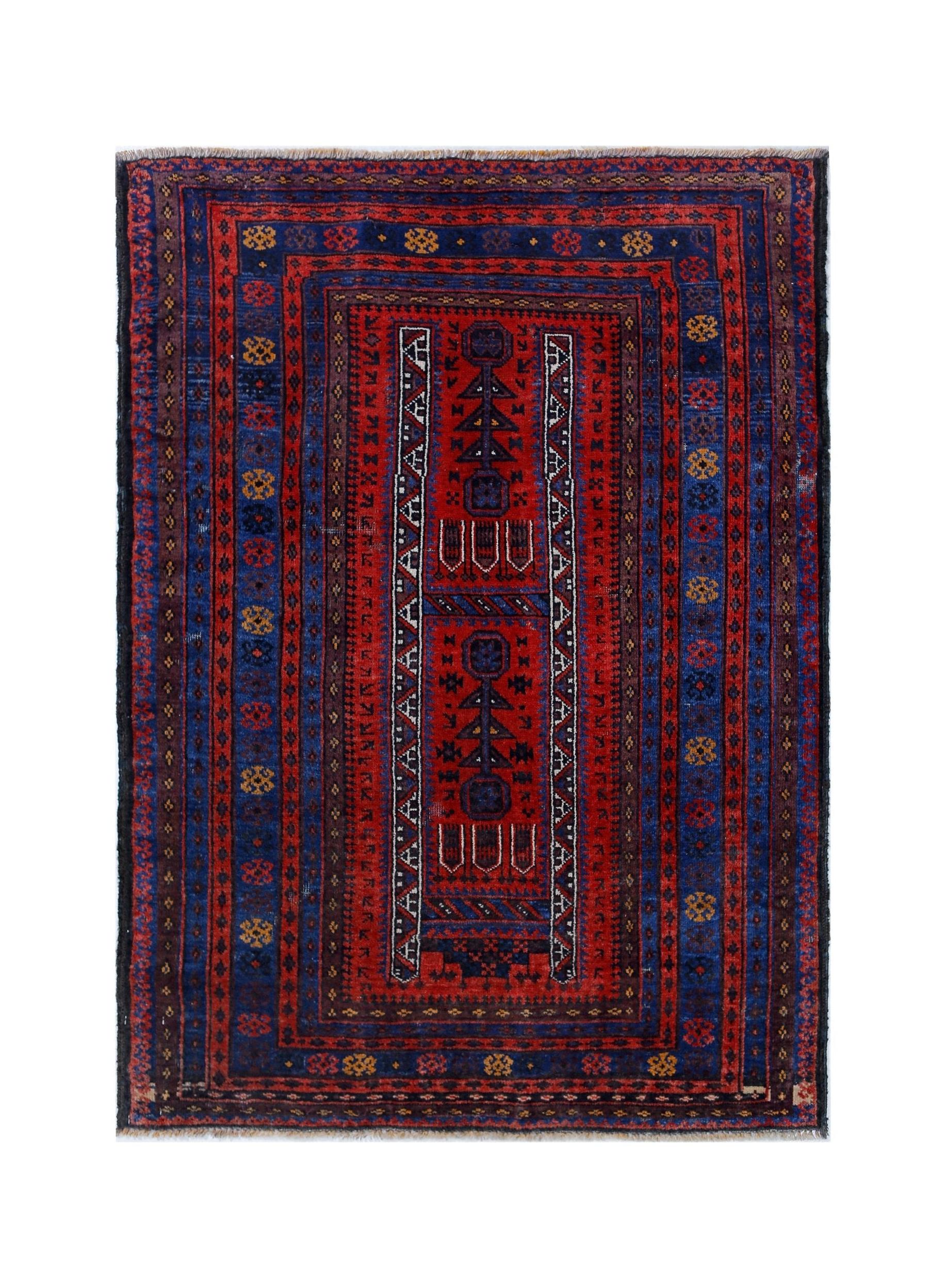 Handmade Tribal Afghan Balouch Rug | 125 x 93 cm | 4'1" x 3'1" - Najaf Rugs & Textile
