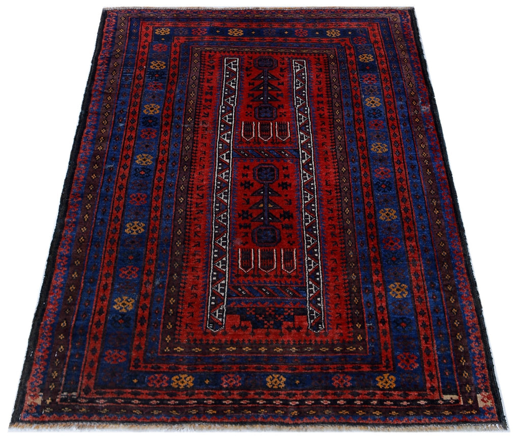 Handmade Tribal Afghan Balouch Rug | 125 x 93 cm | 4'1" x 3'1" - Najaf Rugs & Textile
