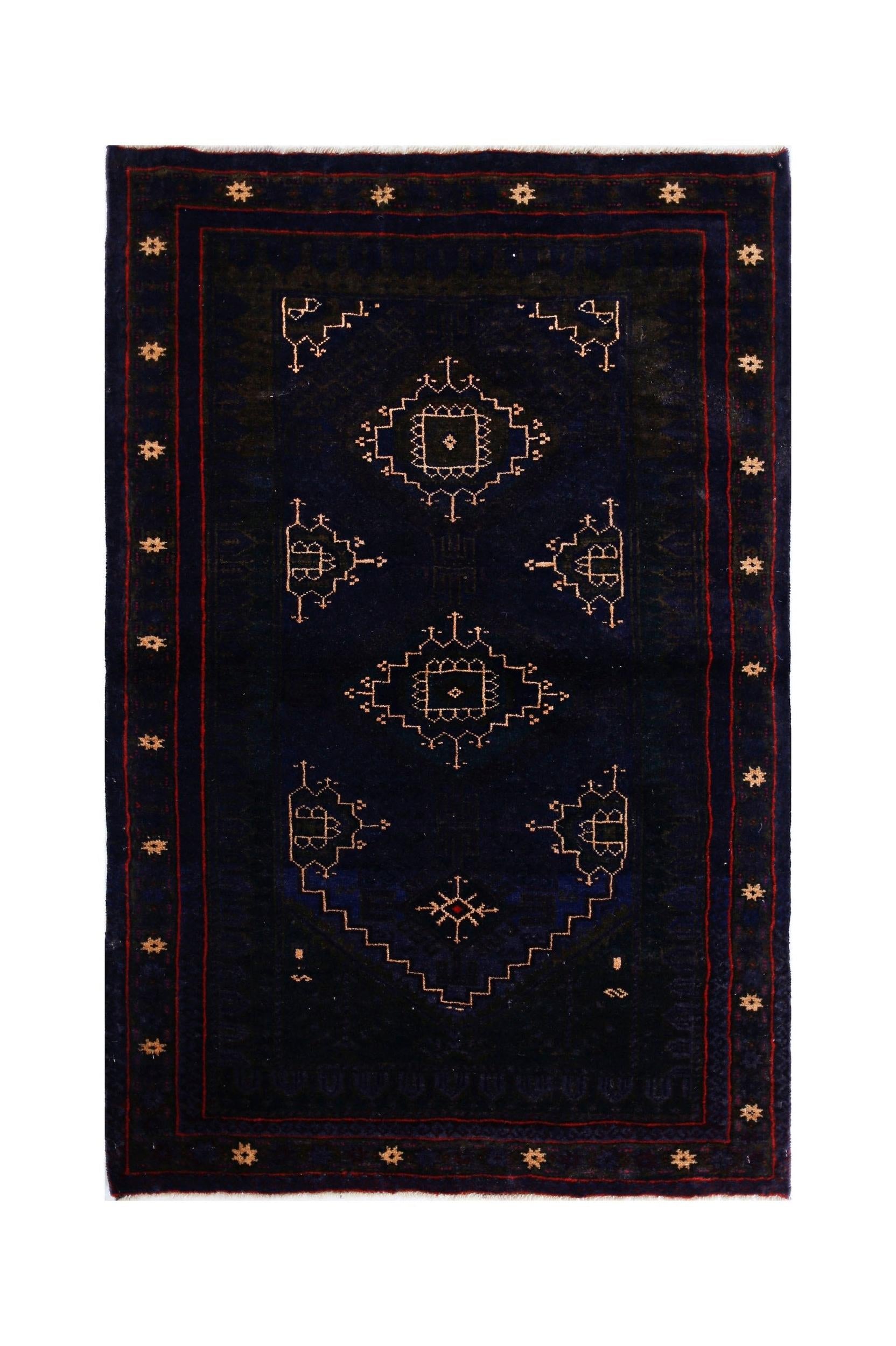 Handmade Tribal Afghan Balouch Rug | 132 x 88 cm | 4'4" x 2'11" - Najaf Rugs & Textile