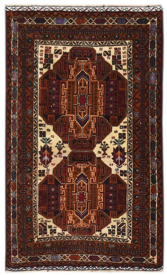 Handmade Tribal Afghan Balouch Rug | 141 x 83 cm | 4'8" x 2'9" - Najaf Rugs & Textile