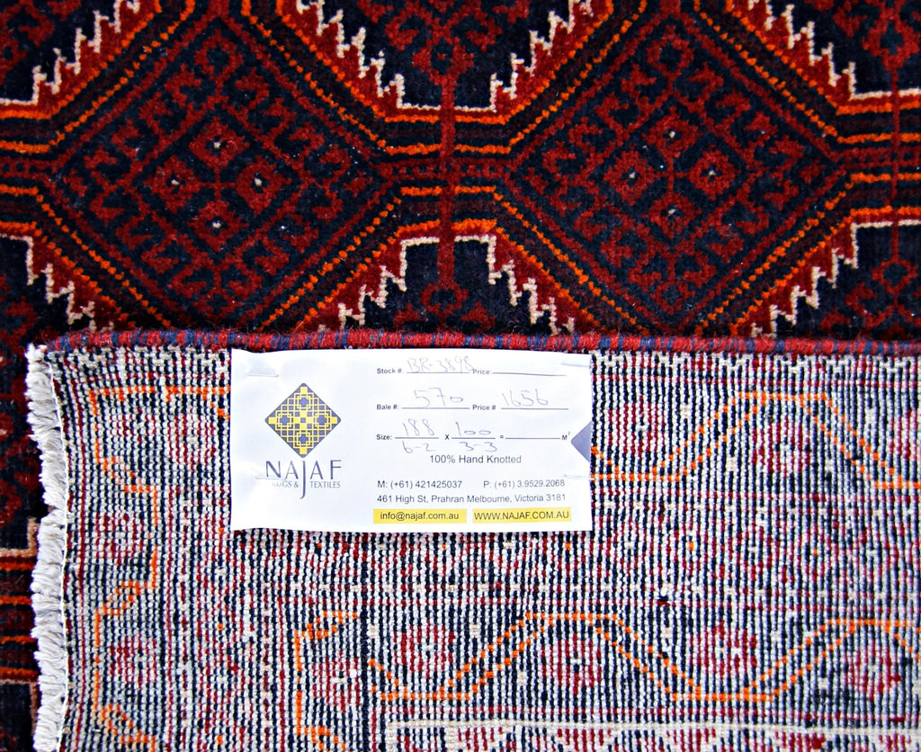 Handmade Tribal Afghan Balouch Rug | 188 x 100 cm | 6'2" x 3'3" - Najaf Rugs & Textile