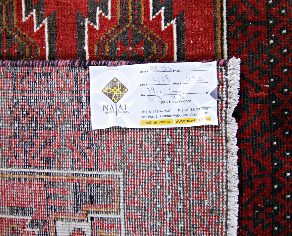 Handmade Tribal Afghan Balouch Rug | 190 x 100 cm | 6'3" x 3'3" - Najaf Rugs & Textile