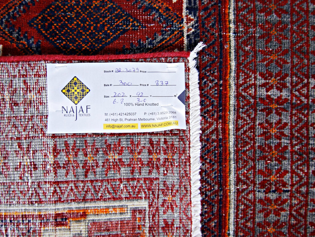 Handmade Tribal Afghan Balouch Rug | 202 x 92 cm | 6'8" x 3' - Najaf Rugs & Textile