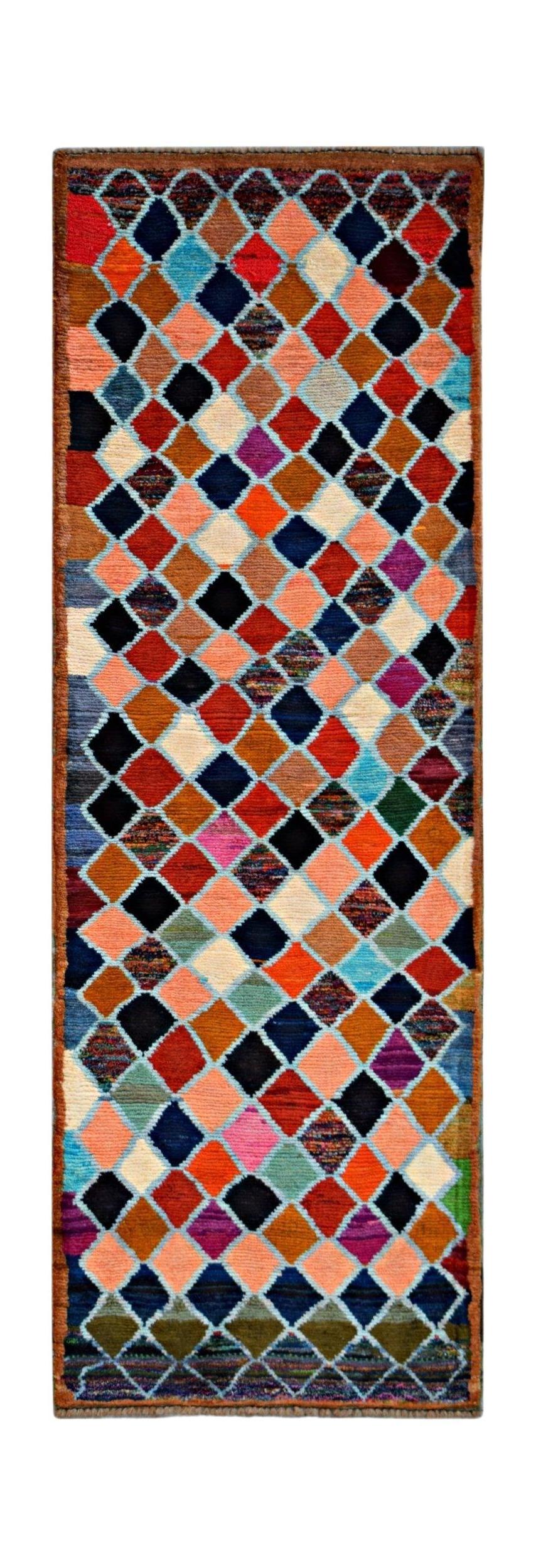 Handmade Tribal Afghan Berber Hallway Runner | 205 x 72 cm | 6'9" x 2'5" - Najaf Rugs & Textile