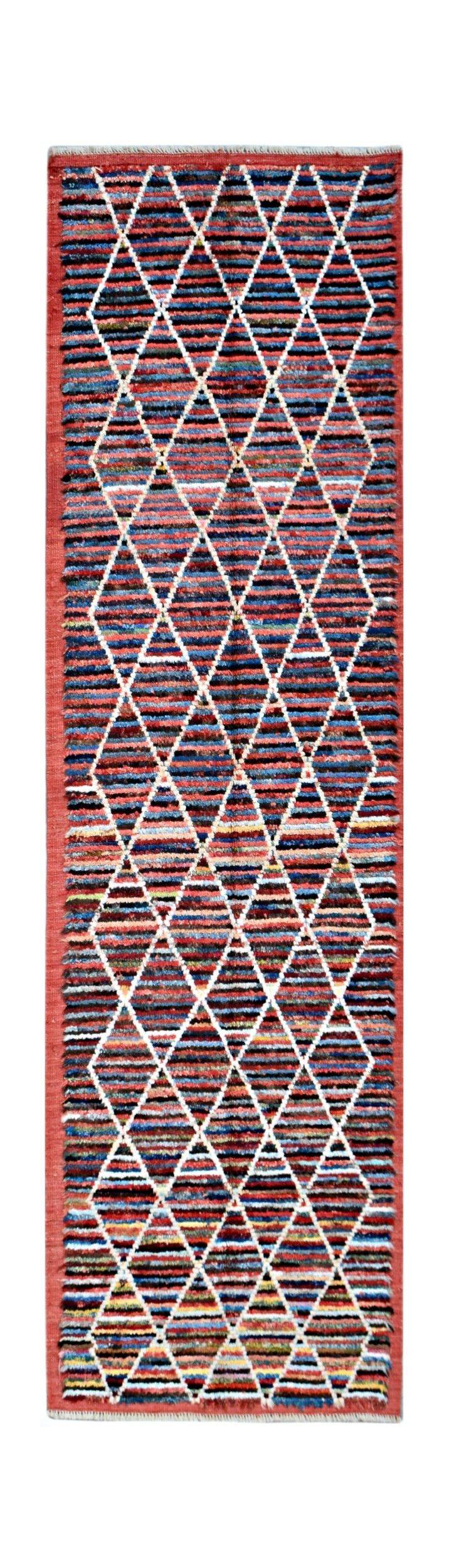 Handmade Tribal Afghan Berber Hallway Runner | 300 x 89 cm | 9'10" x 2'11" - Najaf Rugs & Textile